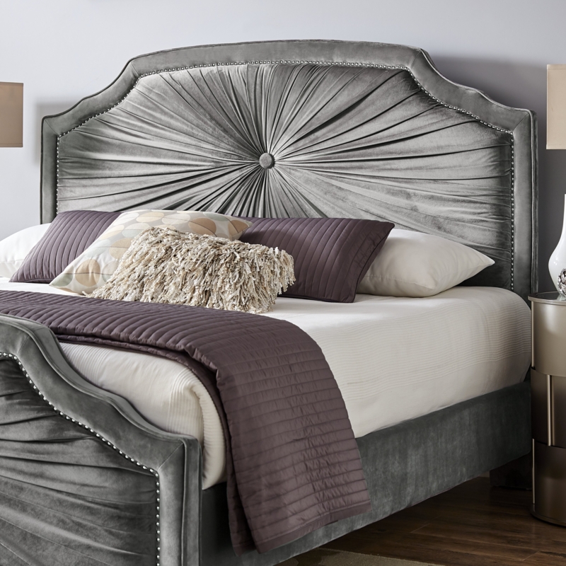 Upholstered Panel Headboard with Nailhead Trim