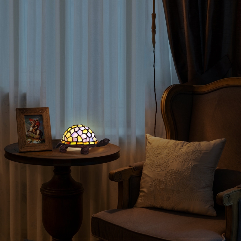 Tiffany Turtle Lamp Stained Glass Night Light