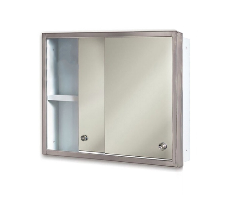 Sliding Door Medicine Cabinet with Polished Edge Mirror