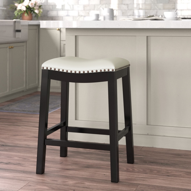 Bar and Counter Stool with Faux Leather Seat