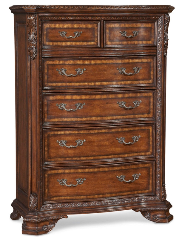 Hidden Storage Drawer Chest with Warm Pomegranate Finish