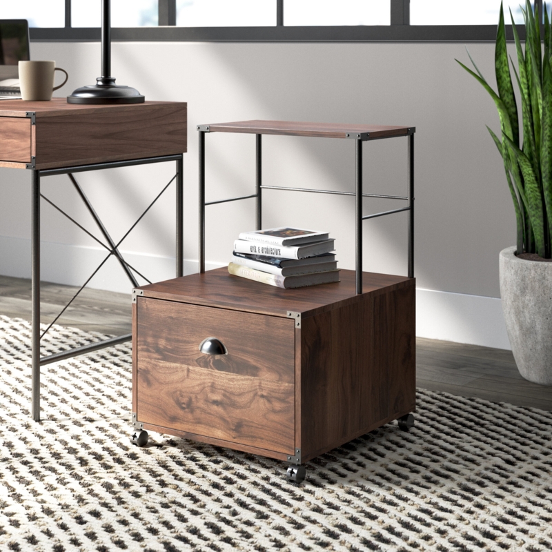Coastal Filing Cabinet with Hutch and Casters