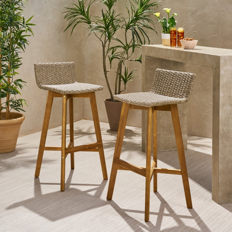 Contemporary Wicker Weave Barstools