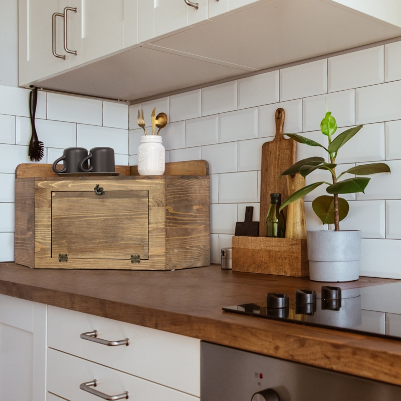 Farmhouse Pine Wood Bread Box