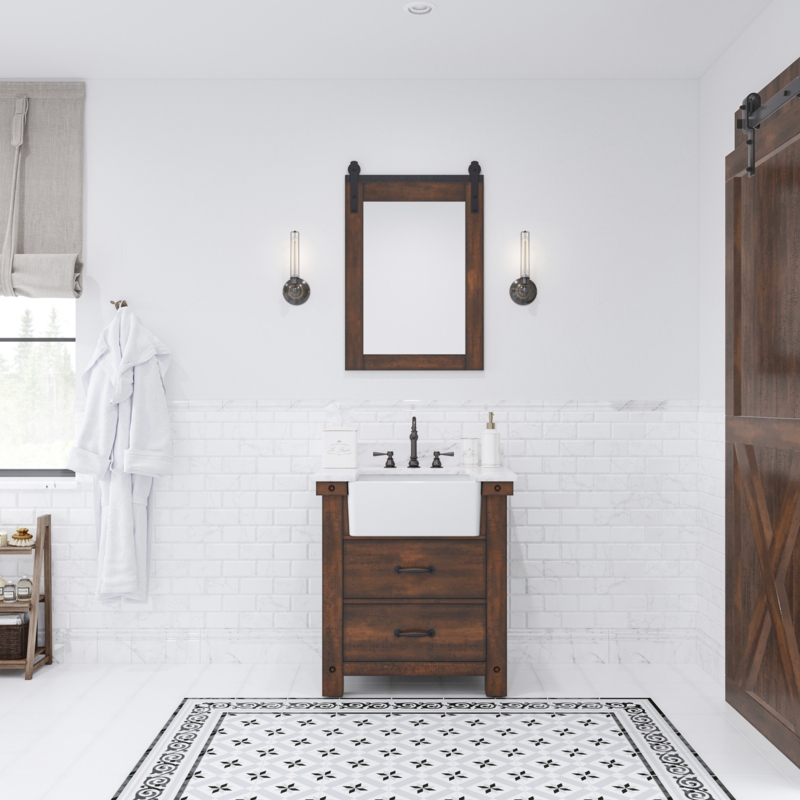 Barn-Style Vanity with Ceramic Apron Sink