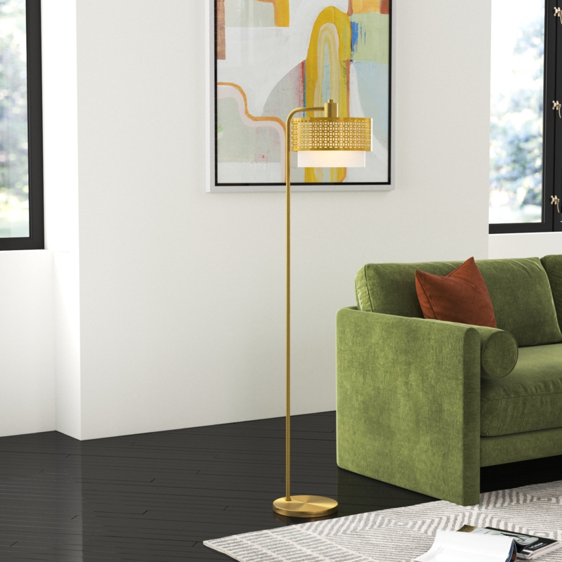 Gold Drum Shade Floor Lamp