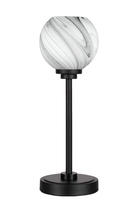 New Age Brass Accent Table Lamp with Clear Ribbed Glass