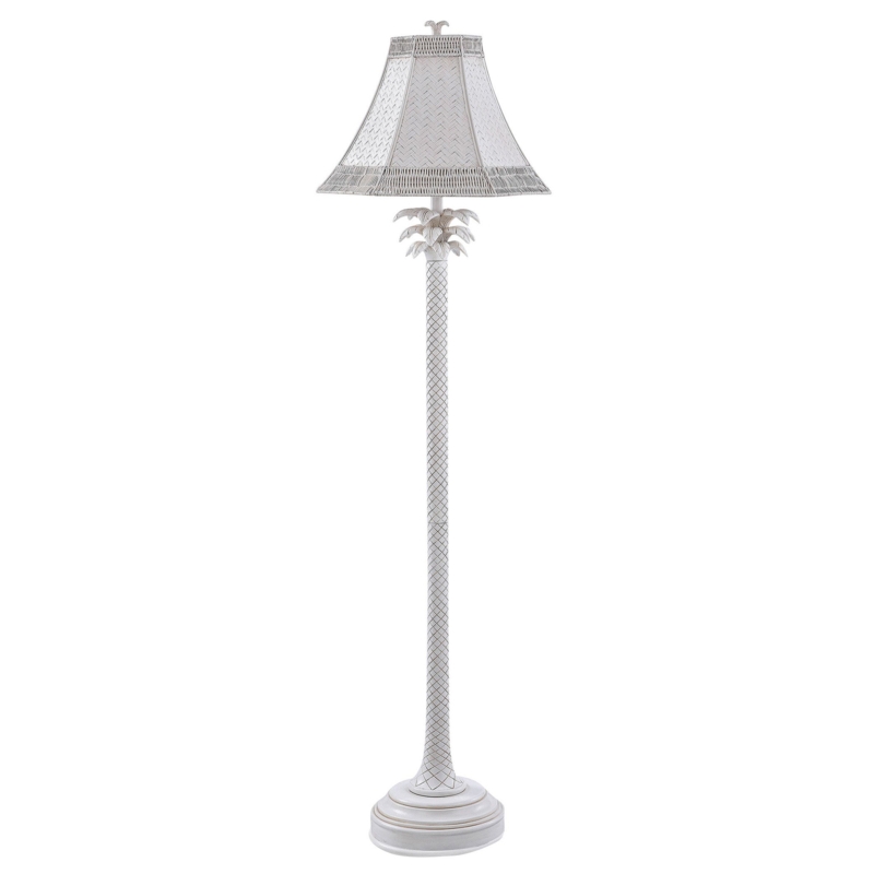 White Washed Coastal Palm Floor Lamp