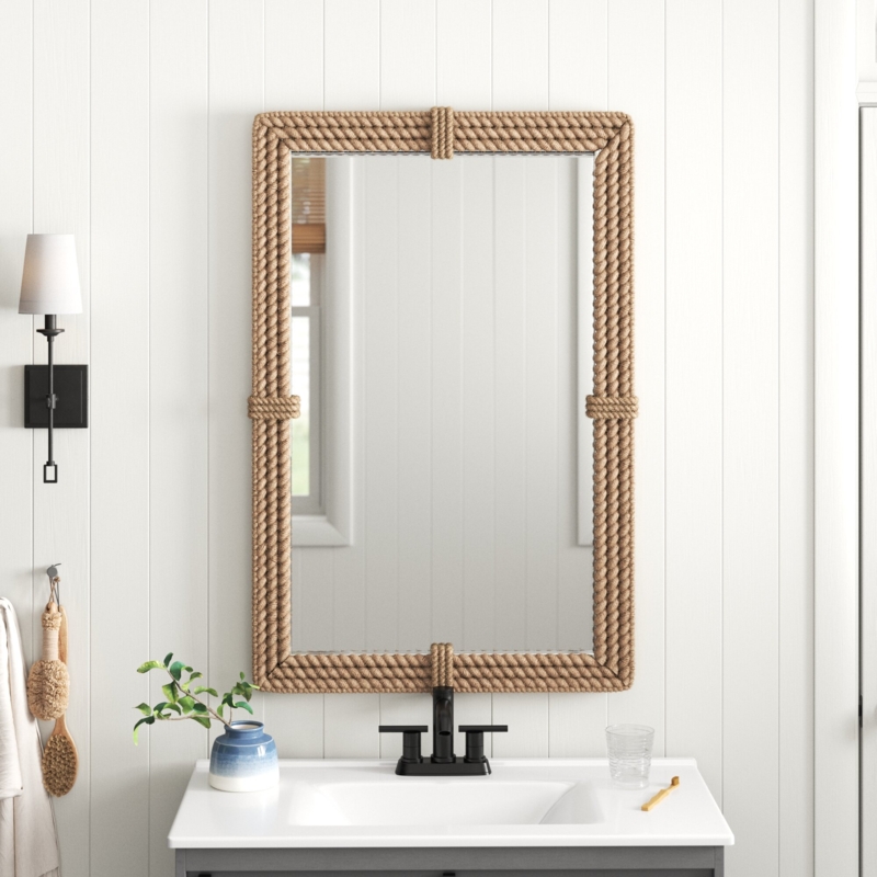 Coastal Farmhouse Rope Accented Mirror