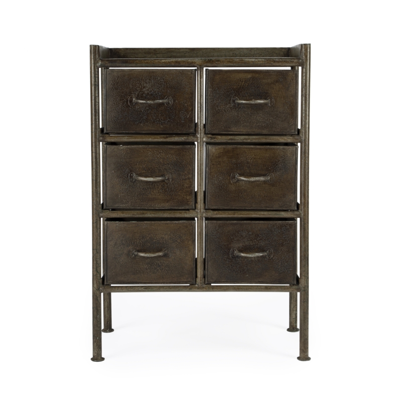 Metal 6-Drawer Apothecary Accent Chest