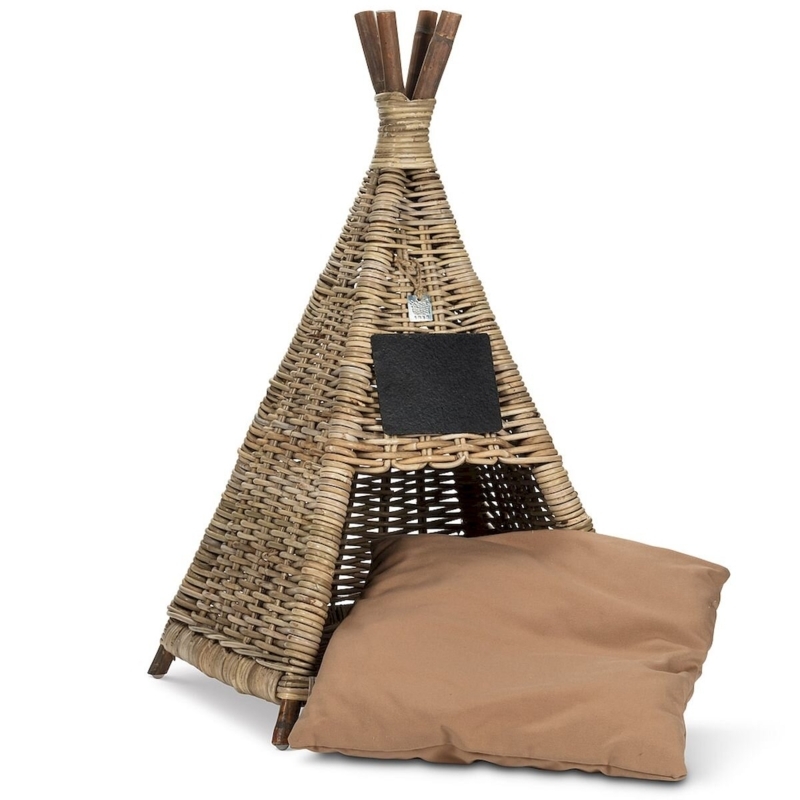Rattan Woven Teepee Pet House