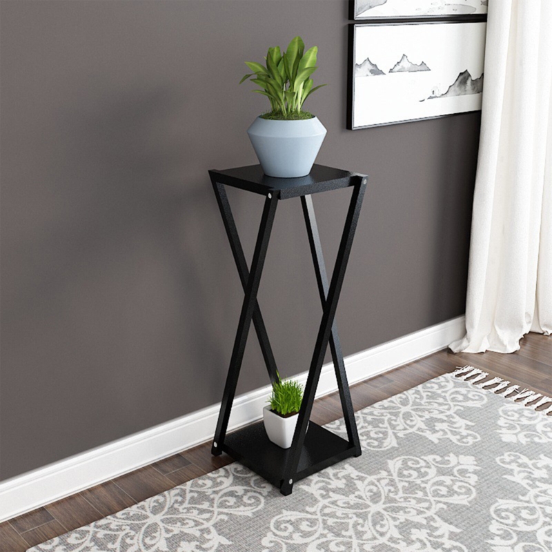 2-Tier Modern Metal Plant Flower Shelf Holder