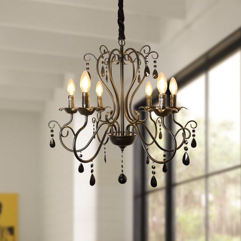 Sleek Crystal Chandelier with Matte Black Finish