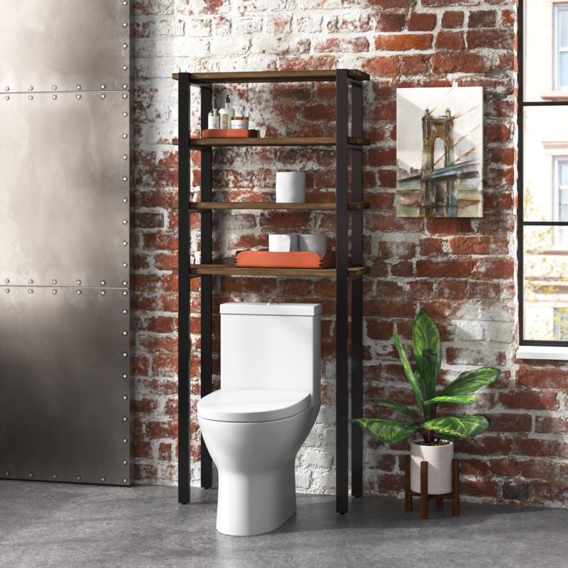 Solid Wood Top Bath Storage Shelf