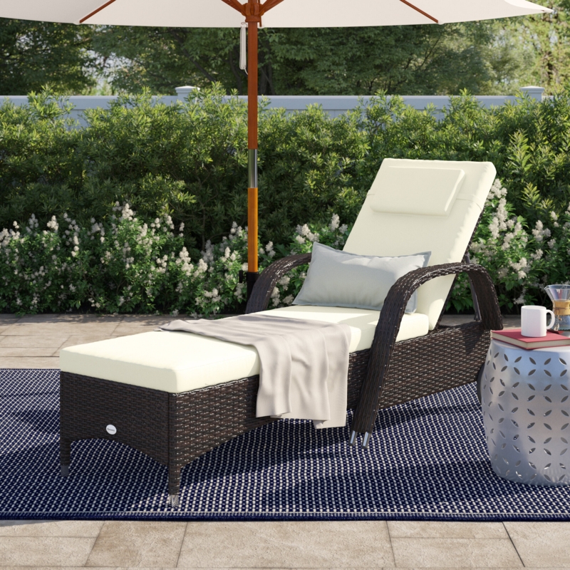 Reclining Chaise Lounge with Cushion