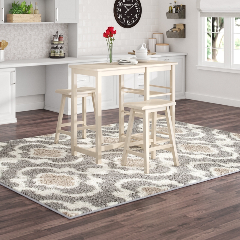 Counter-Height Dining Table Set with Shelves and Stools