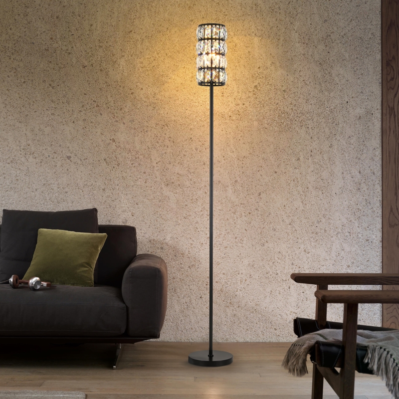 Luxury Crystal Floor Lamp with Laser Cut Shade