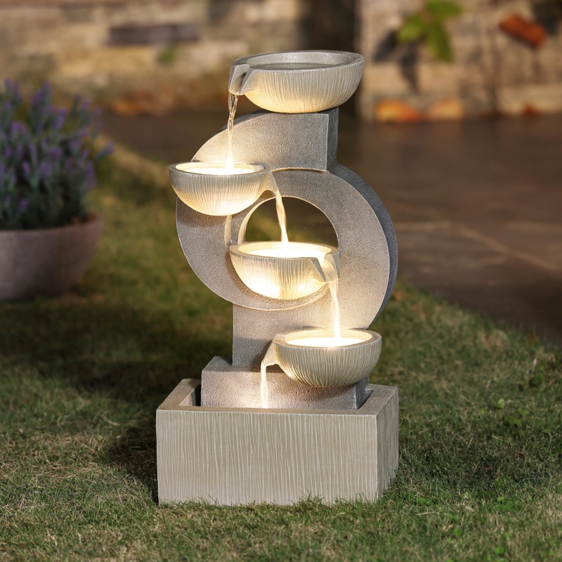 Modern Outdoor Spa Fountain with LED Lights
