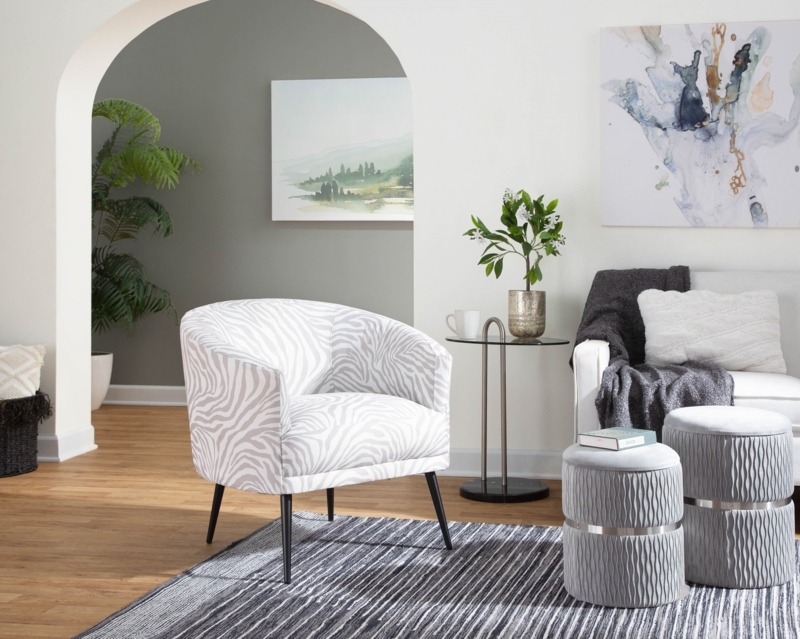 Chic Zebra Print Accent Chair with Black Metal Legs