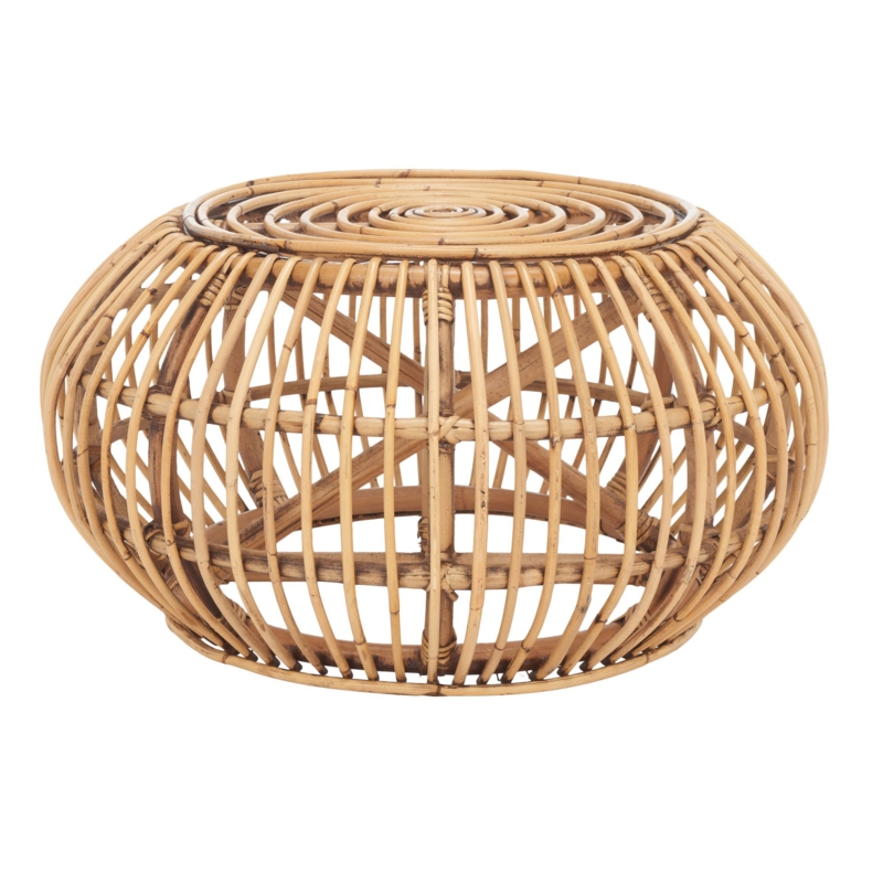 Rattan Ottoman and End Table Combo