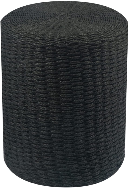 Black & Paper Rope Solid Wood Stool