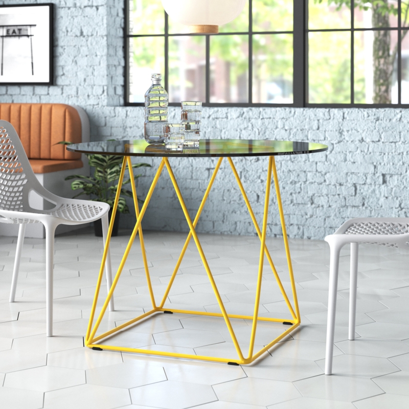 Smoke Glass Top Metal Profile Table
