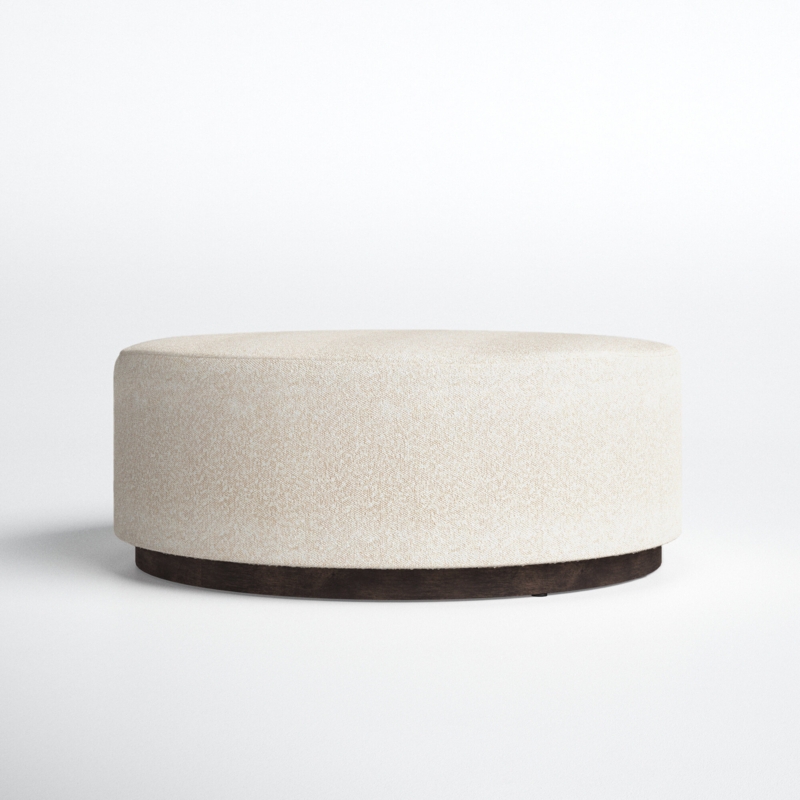 Round Ottoman with Dark Rubberwood Base