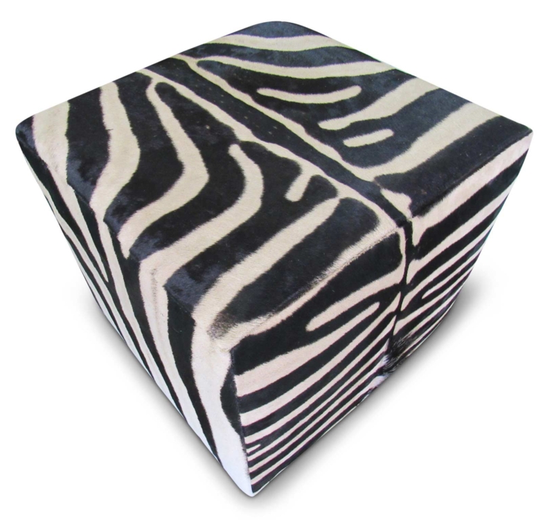 Authentic Zebra Skin Ottoman