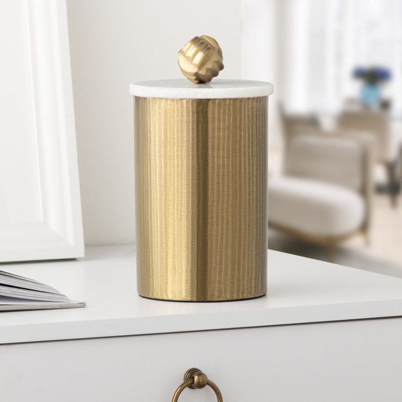 Handcrafted Aluminum Canister with Marble Lid