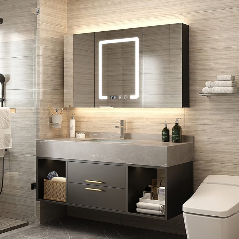 Modern Black Bathroom Vanity with Storage