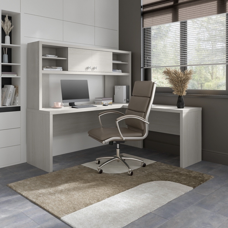 L-Shaped Computer Desk with Hutch