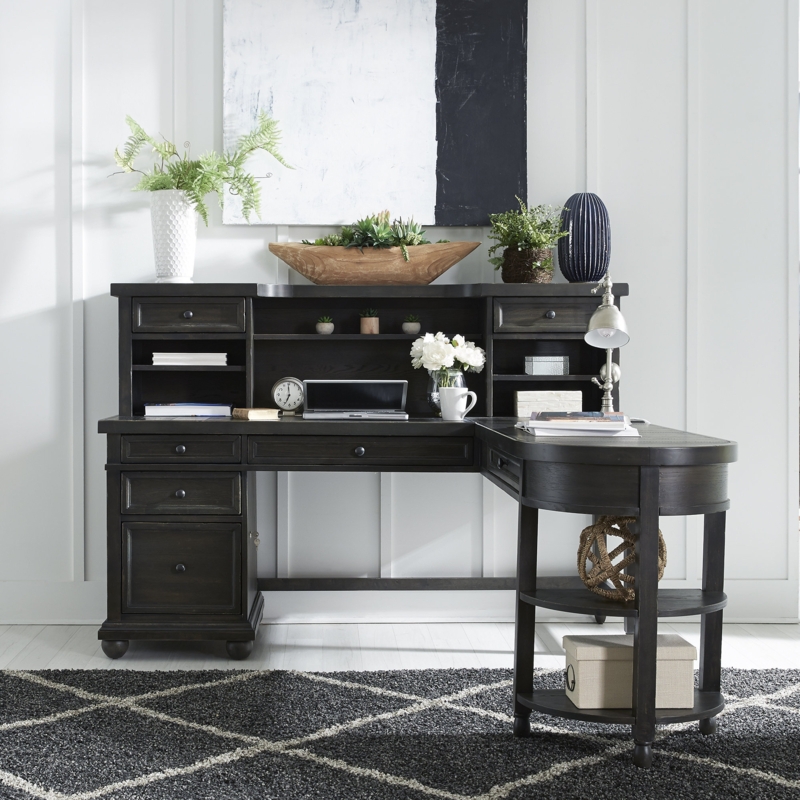 L-Shaped Desk Set with Hutch and Charging Station