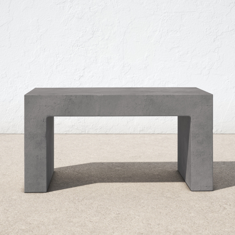 Weathered Cement Garden Bench