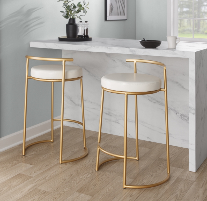 Round Counter Stool with Padded Seat Cushion