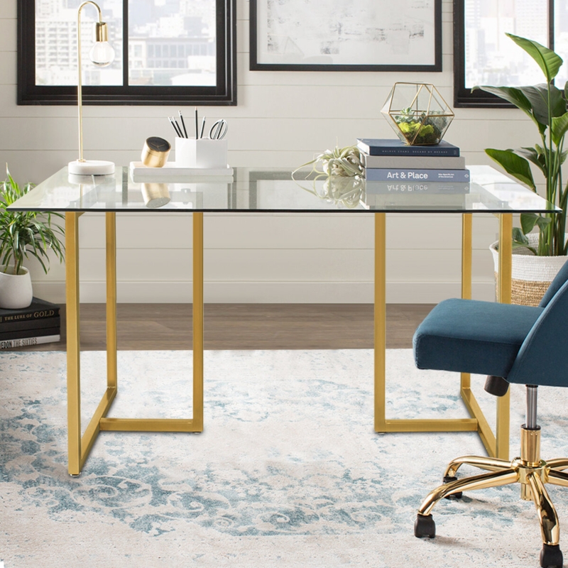 Tempered Glass Top Office Desk
