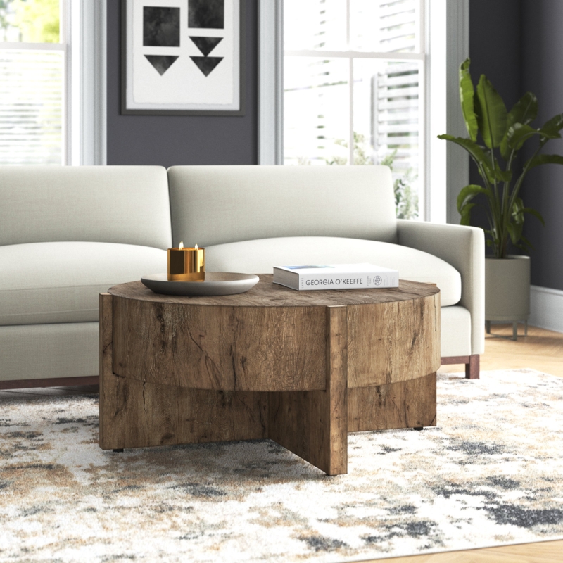Rustic Oak Veneer Coffee Table