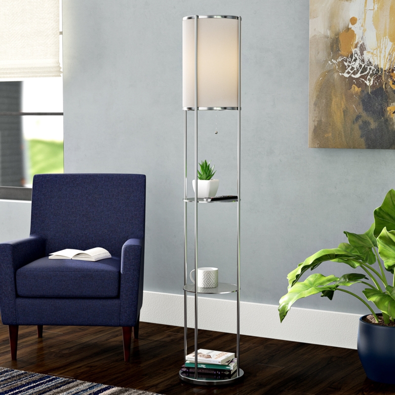 Contemporary Floor Lamp with Silk Shade