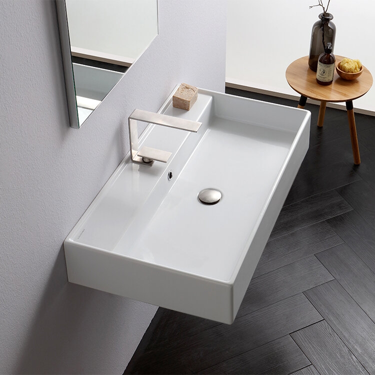 Wall-Mounted Rectangular Bathroom Sink