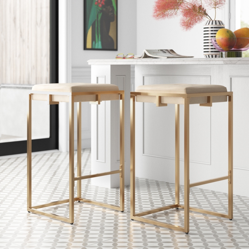 Velvet Bar and Counter Stools Set