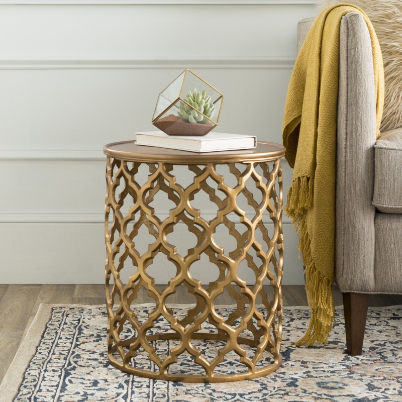 Quatrefoil Cut-Out Aluminum End Table
