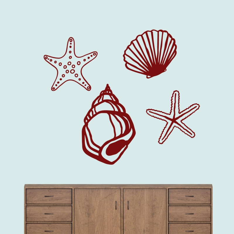Set of Four Seashell Wall Decals