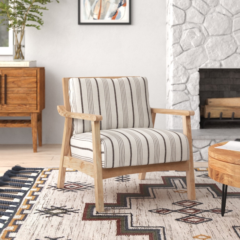 Rustic Armchair with Removable Cushions