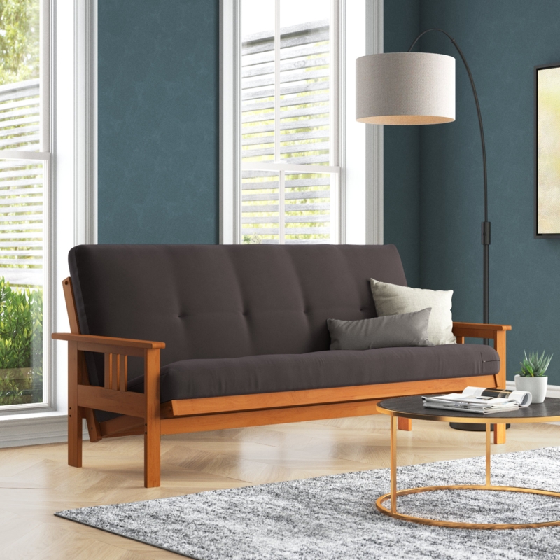 Classic Wooden Futon with Mattress Set