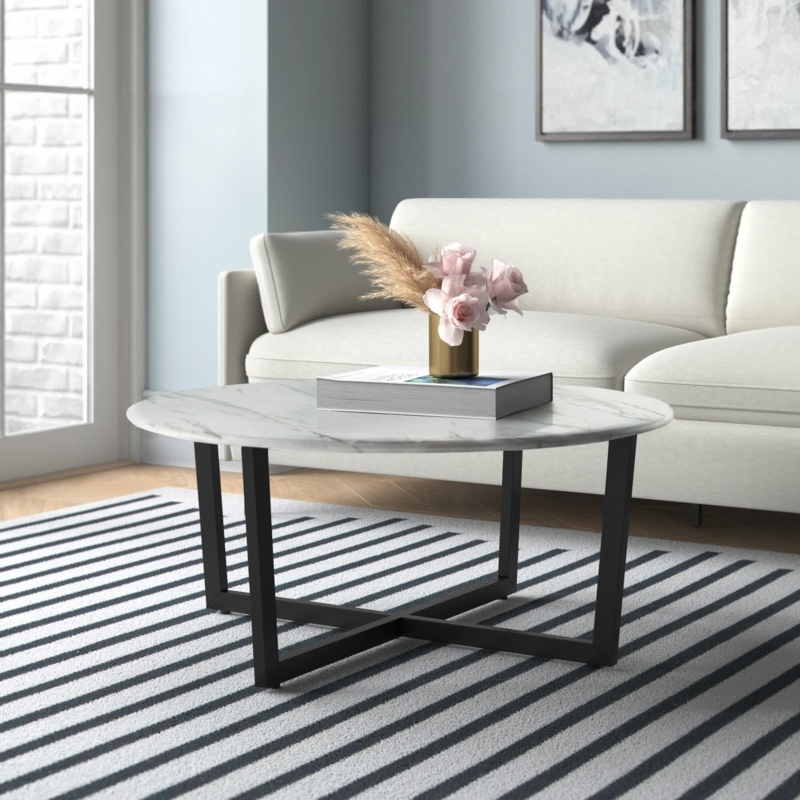 Sleek Faux Marble Coffee Table