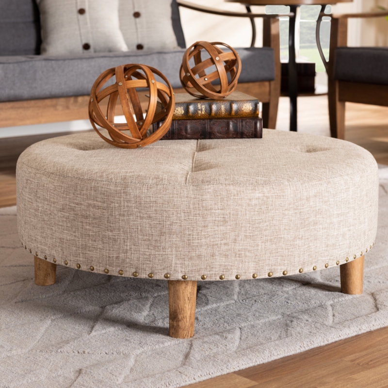 Round Tufted Ottoman Coffee Table