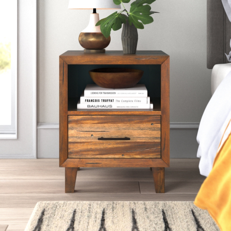1-Drawer Nightstand with Striped Veneer