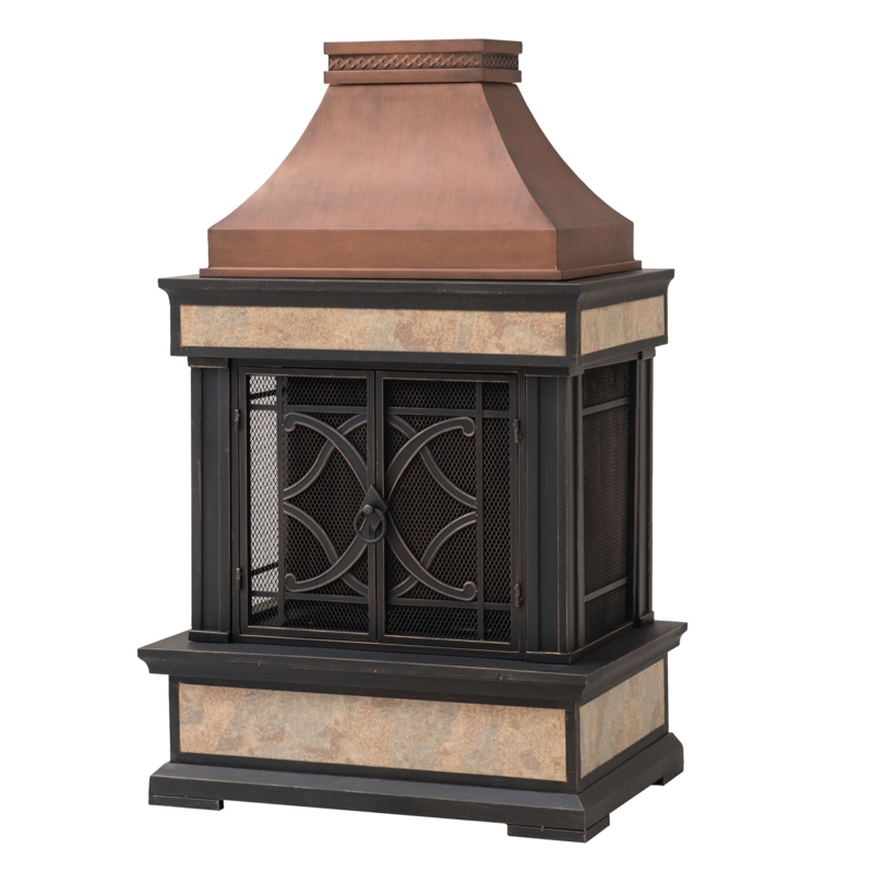 Outdoor Wood-Burning Fireplace with Chimney