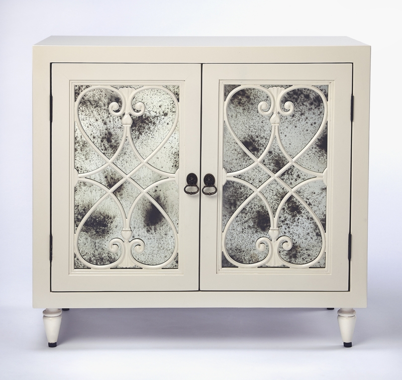 2 Door Accent Cabinet with Mirrored Panels