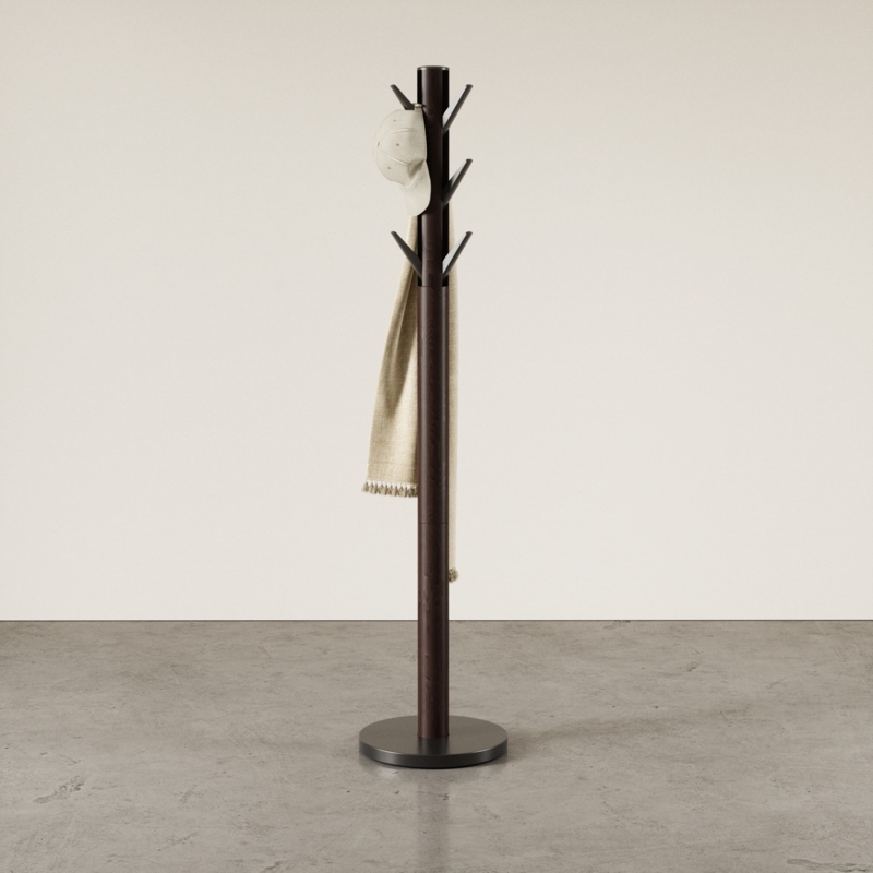 Modern Wooden Coat Rack with Flip-Down Hooks