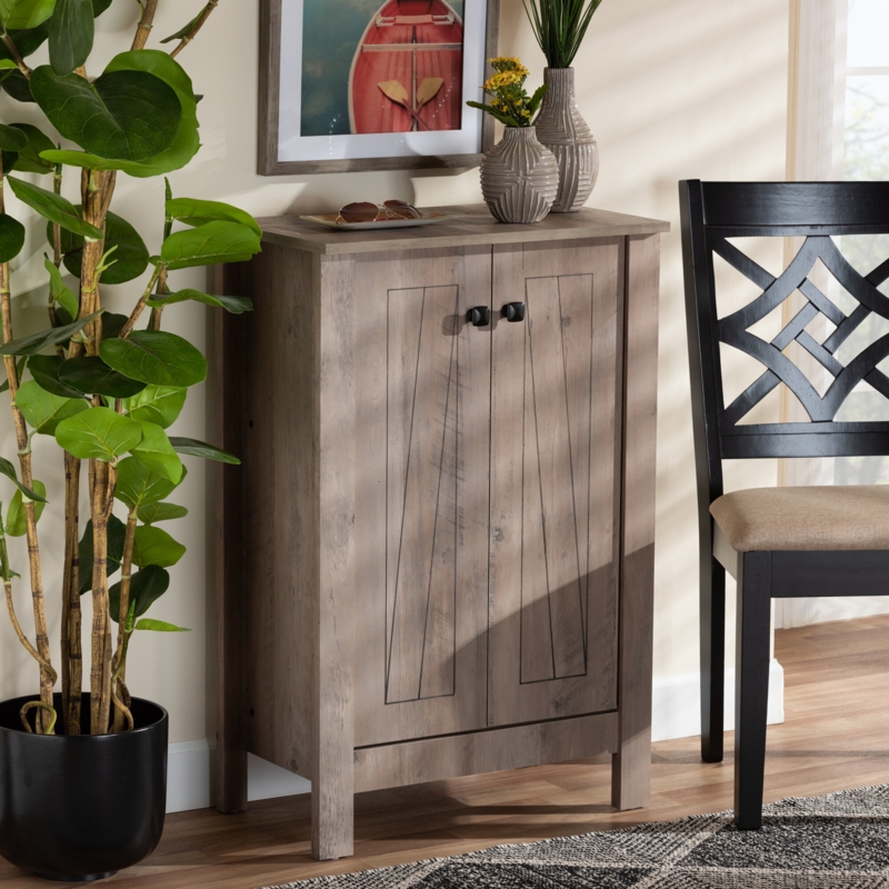Elegant Shoe Cabinet with Carved Design